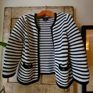 Lands' End Women's Shaker Knit Open Cardi Sz M